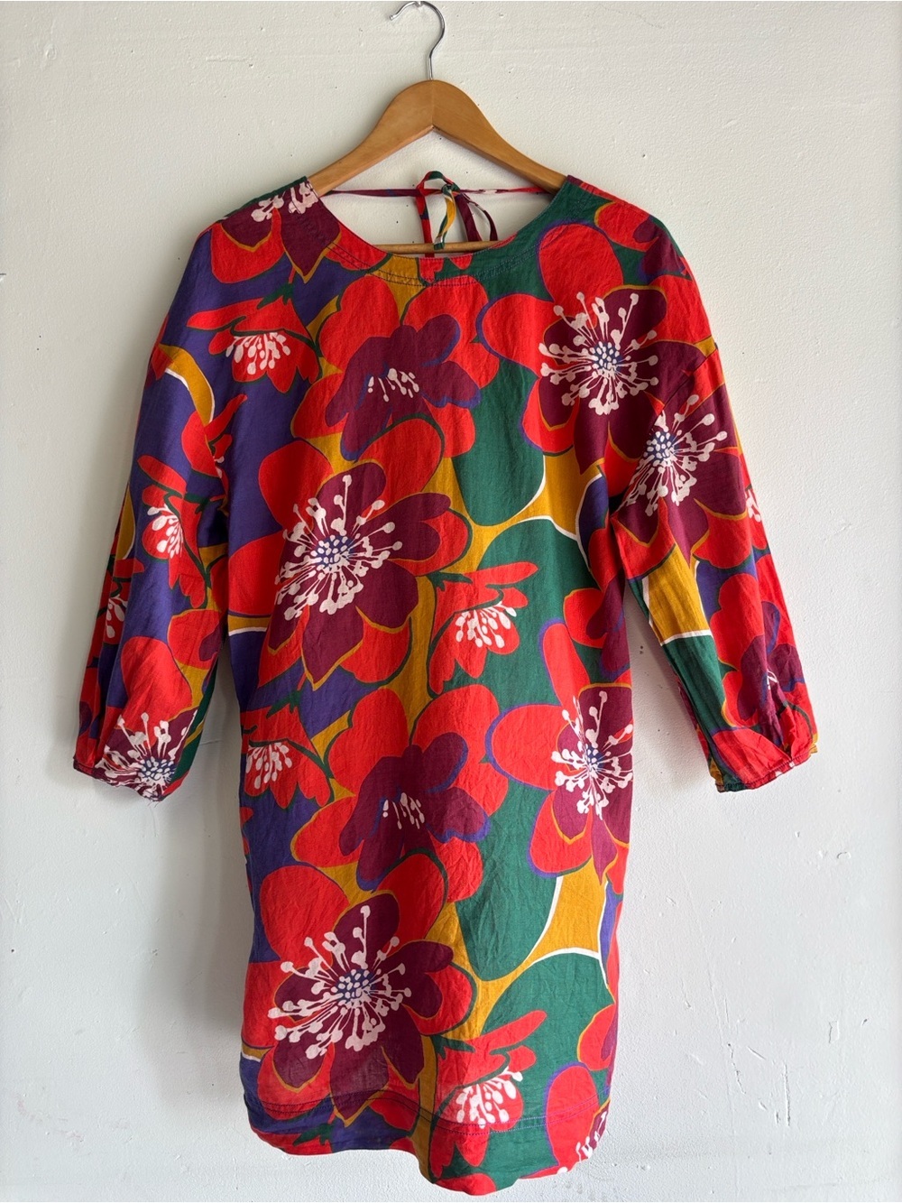 Something Navy Bold Floral Shift Dress - Red, Green & Purple